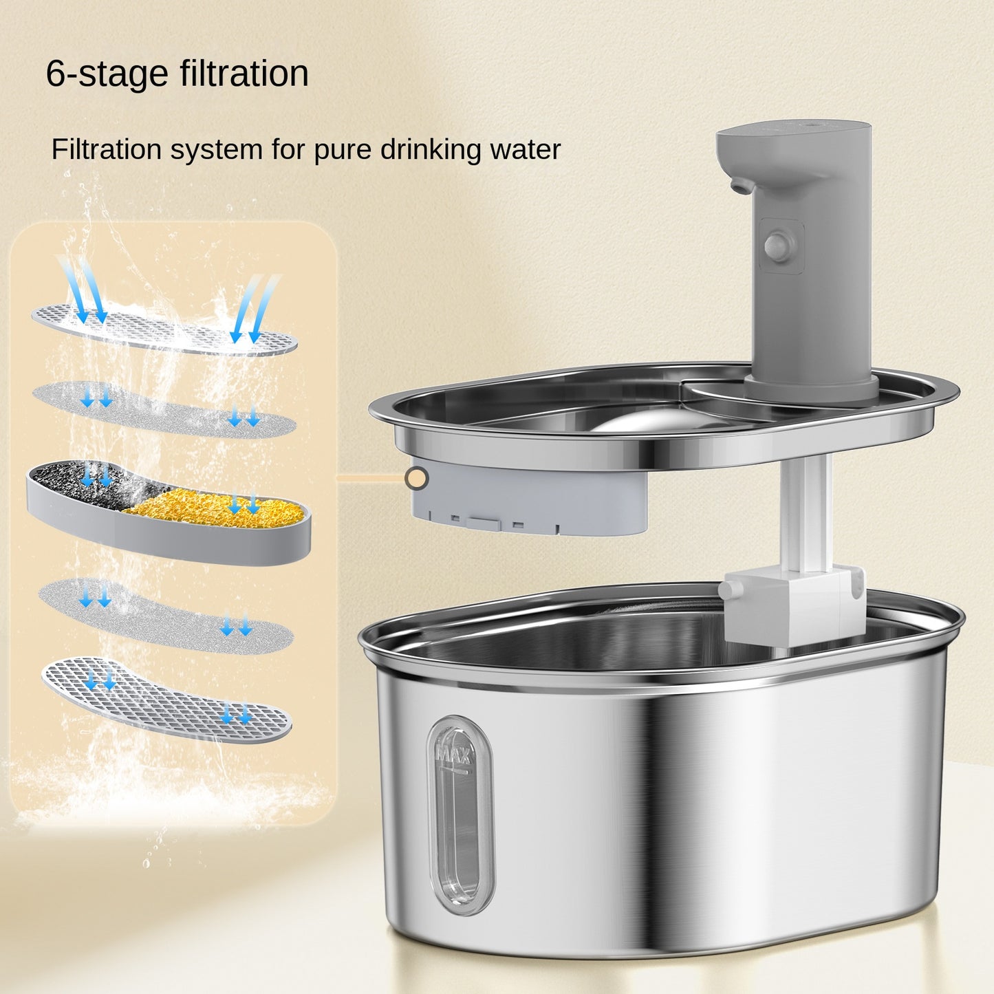 Stainless Steel Smart Cat Water Dispenser — 3L Wireless