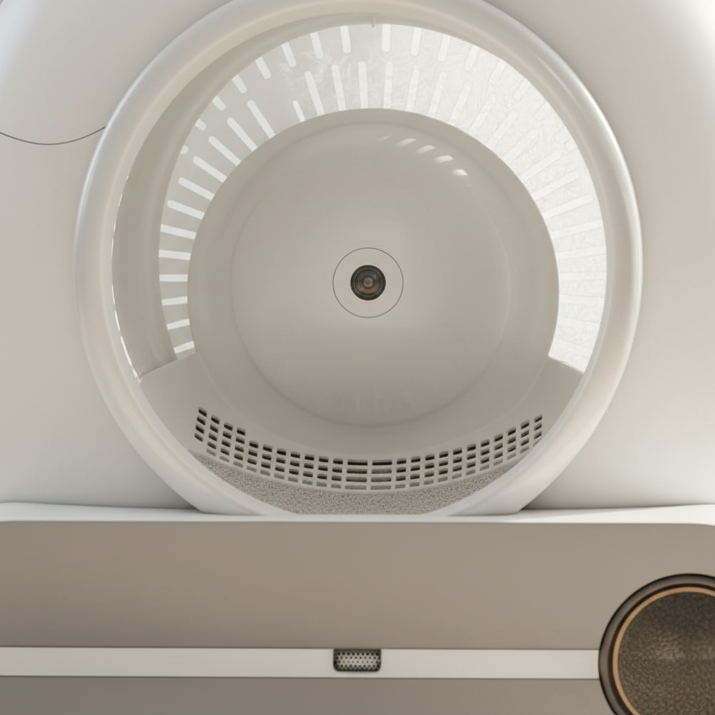 Close-up — Self-cleaning mechanism and sensor detail