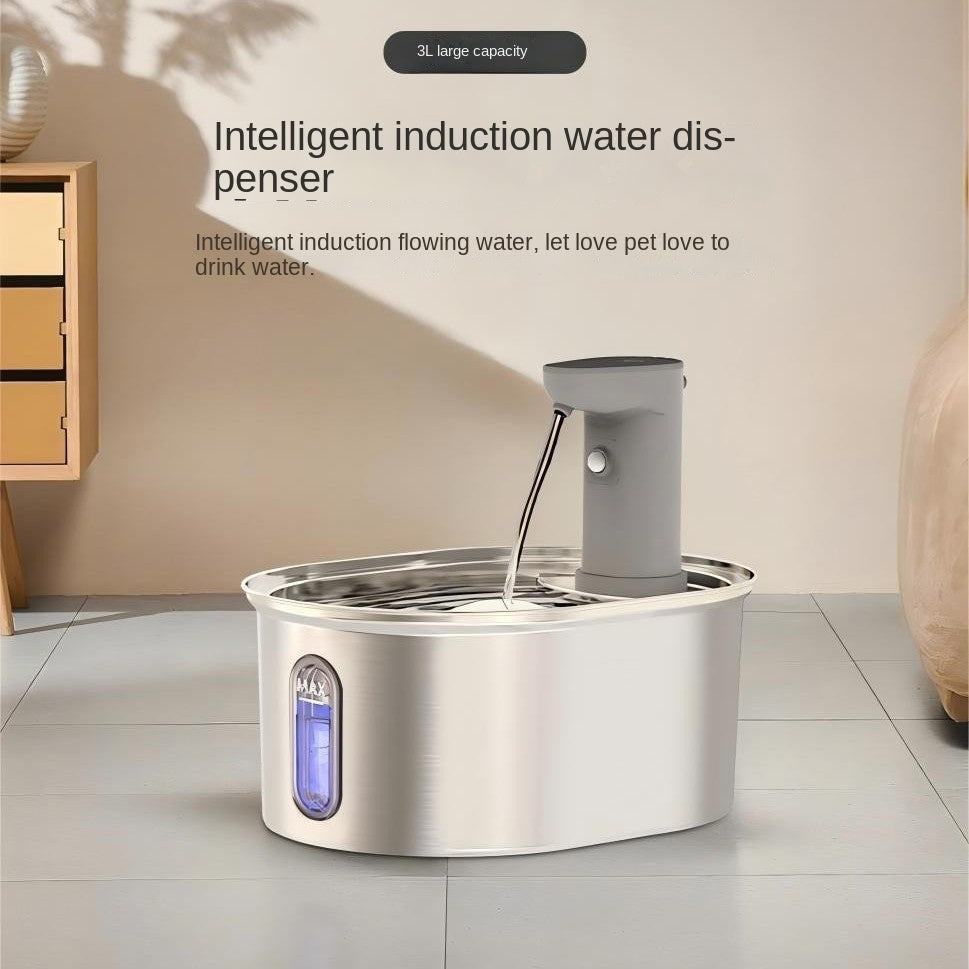Stainless Steel Smart Cat Water Dispenser — 3L Wireless