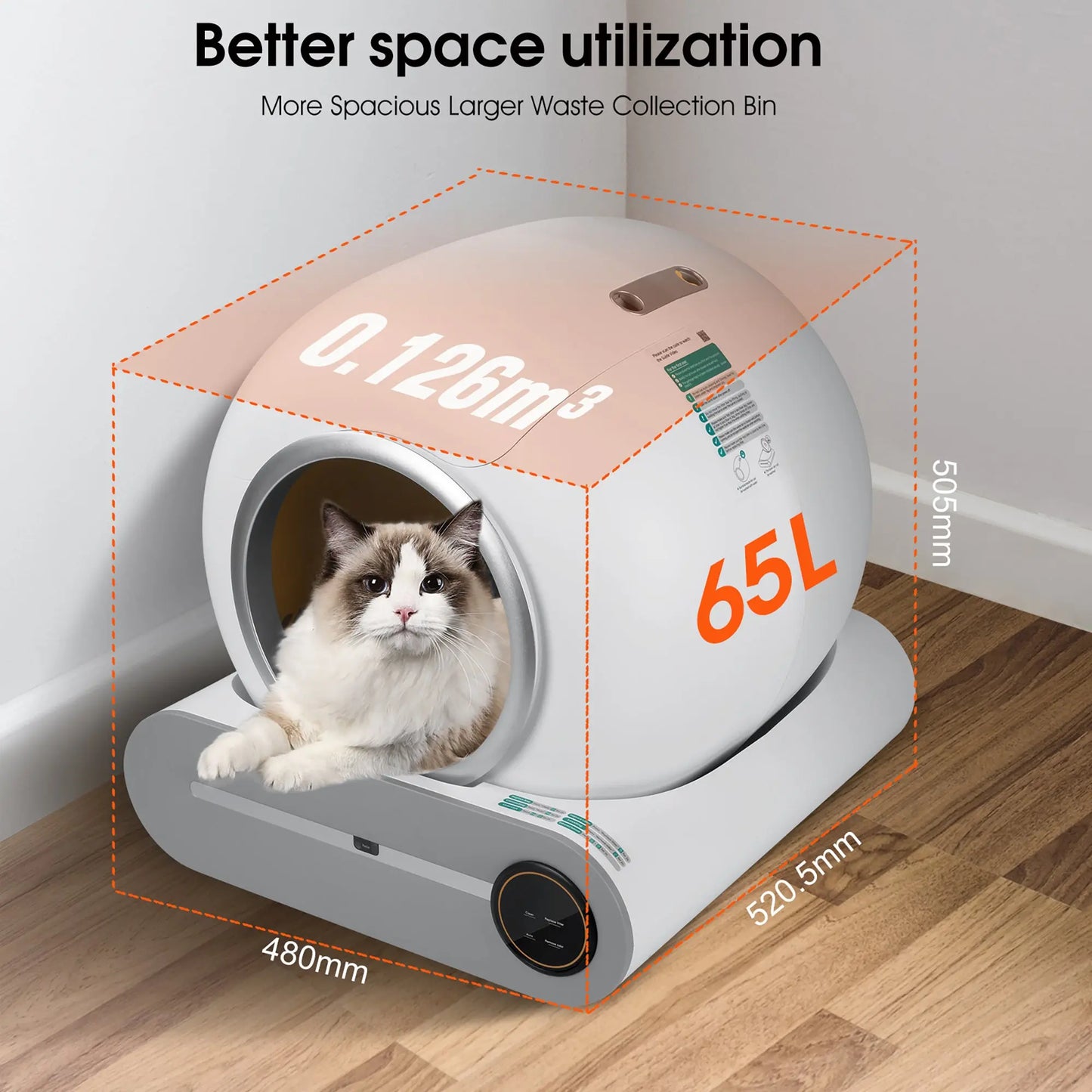 Automatic cleaning, eliminates odors, supports WiFi application control, intelligent automatic cat litter box with padding eprolo