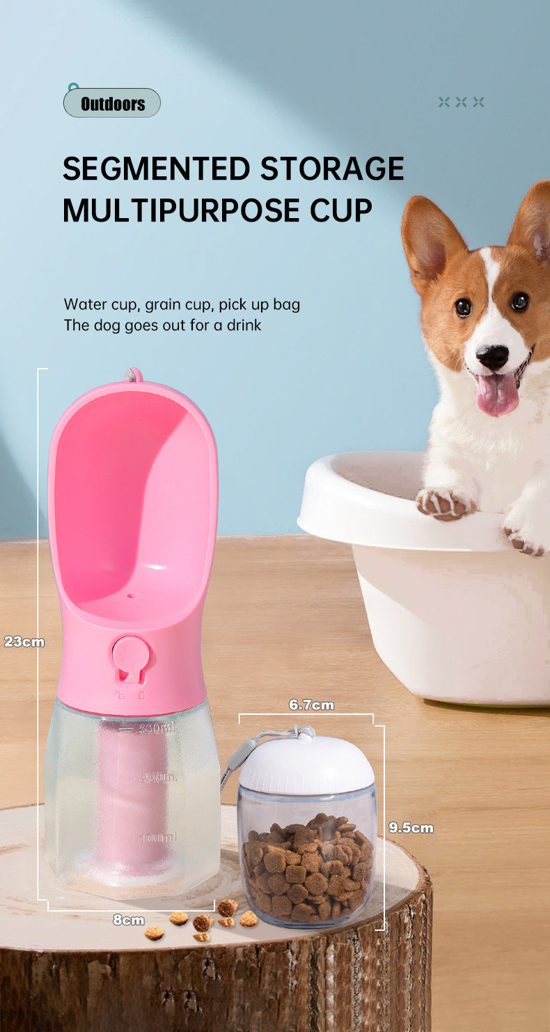 Pet Multifunctional Water Bottle 3 in 1 Portable Pet Water Bottle with Food Container and poop bag eprolo