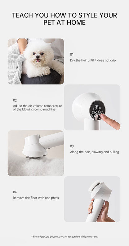 2-in-1 Smart Pet Hair Dryer & Grooming Comb — Dry & Detangle Without the Drama