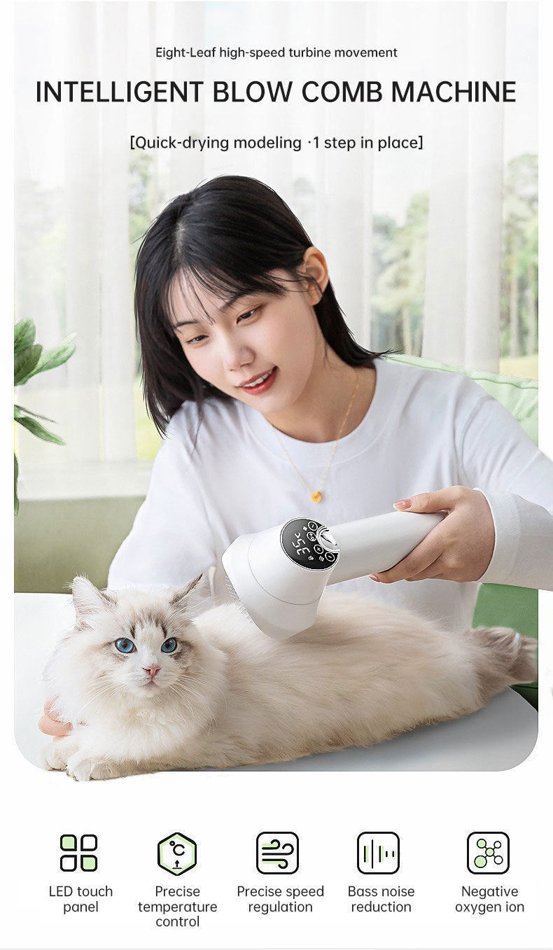 2-in-1 Smart Pet Hair Dryer & Grooming Comb — Dry & Detangle Without the Drama