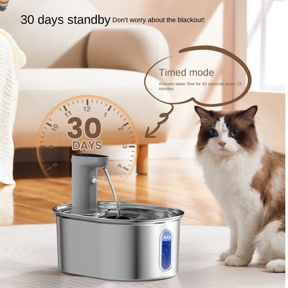 Stainless Steel Smart Cat Water Dispenser — 3L Wireless