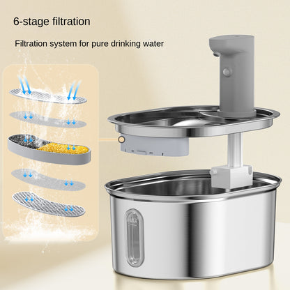 Stainless Steel Smart Cat Water Dispenser — 3L Wireless