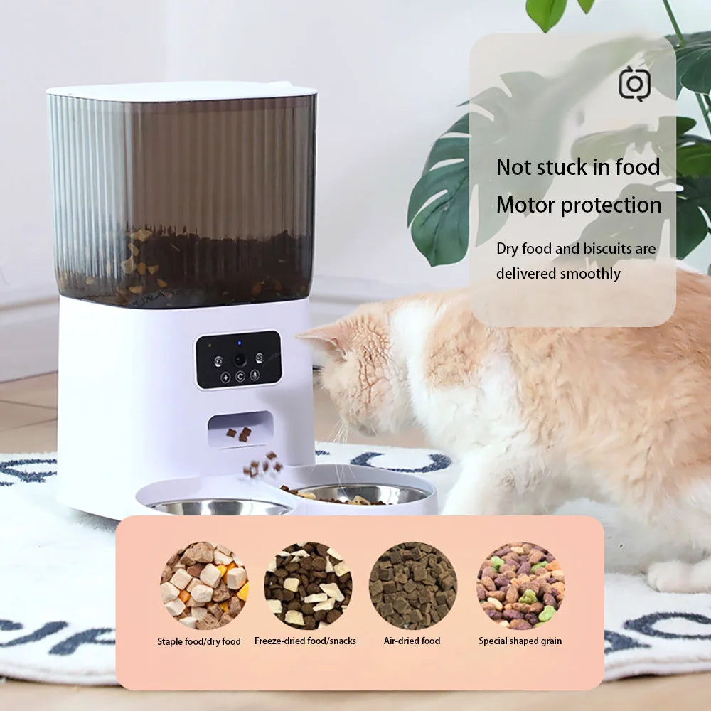 5L Smart Double Bowl Cat Feeder with Camera — Feed Your Pet From Anywhere