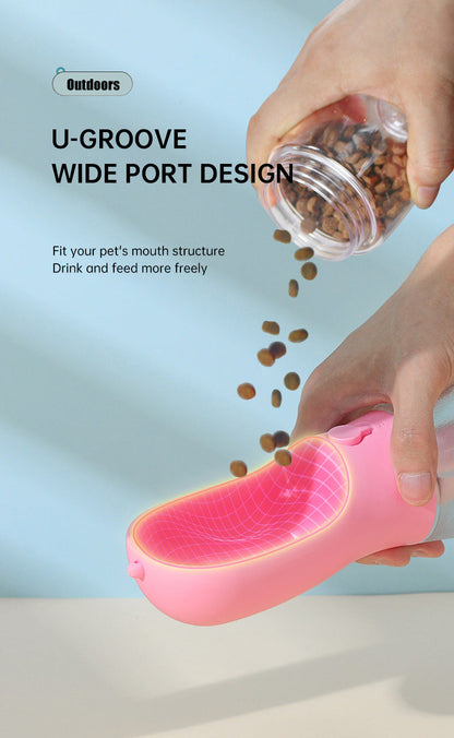 Pet Multifunctional Water Bottle 3 in 1 Portable Pet Water Bottle with Food Container and poop bag eprolo