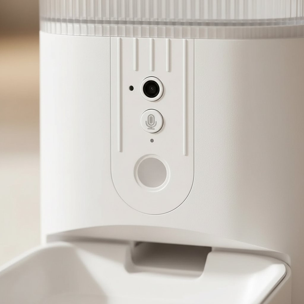 Close-up — Camera lens and food chute detail