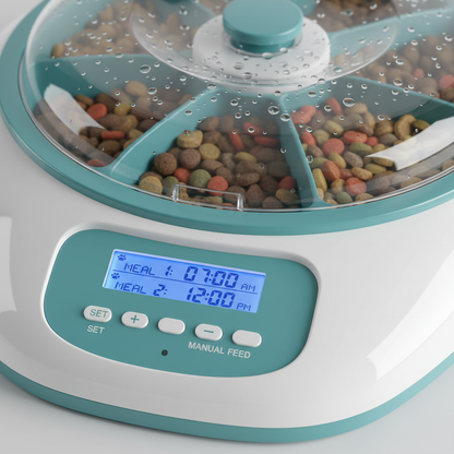 Close-up — Digital timer display and meal tray detail