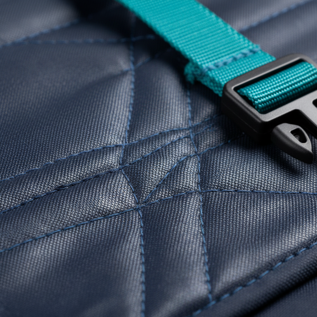 Close-up — Waterproof fabric and stitching detail