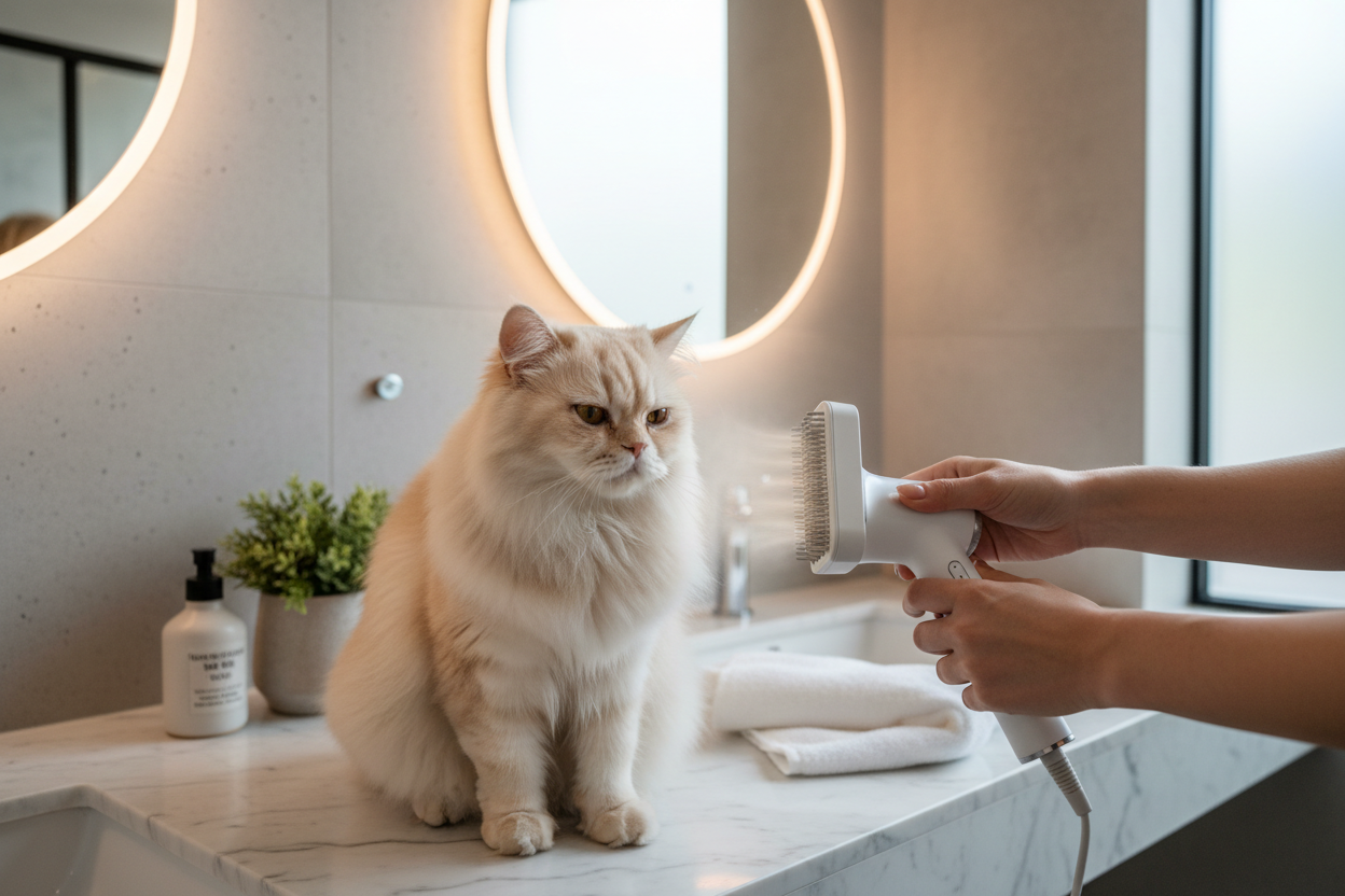 Lifestyle 2 — Cat being dried