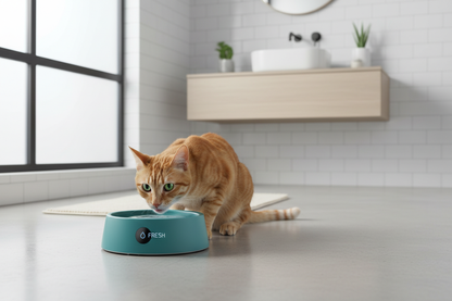 Lifestyle 2 — Cat drinking from Anti-Microbial Smart Pet Bowl
