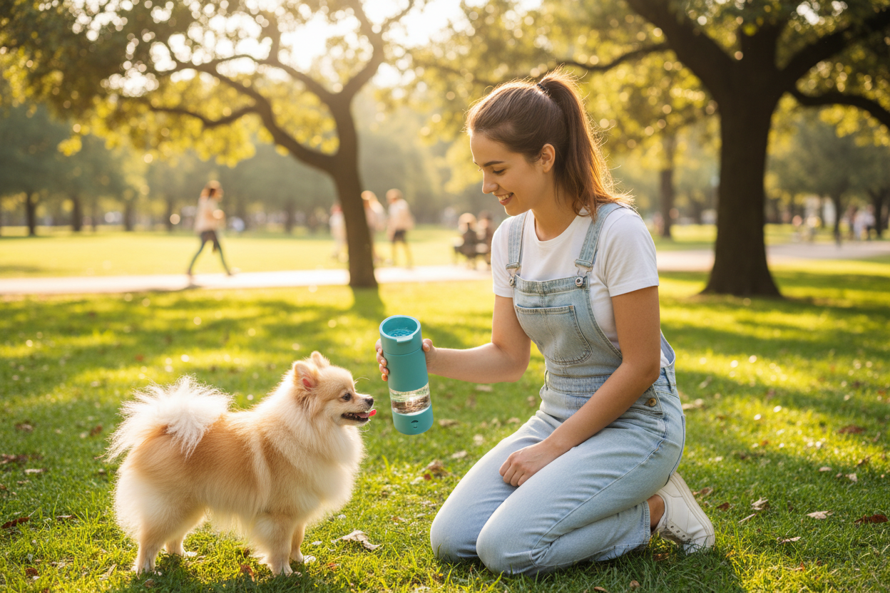 Lifestyle 2 — Dog hydrating at the park