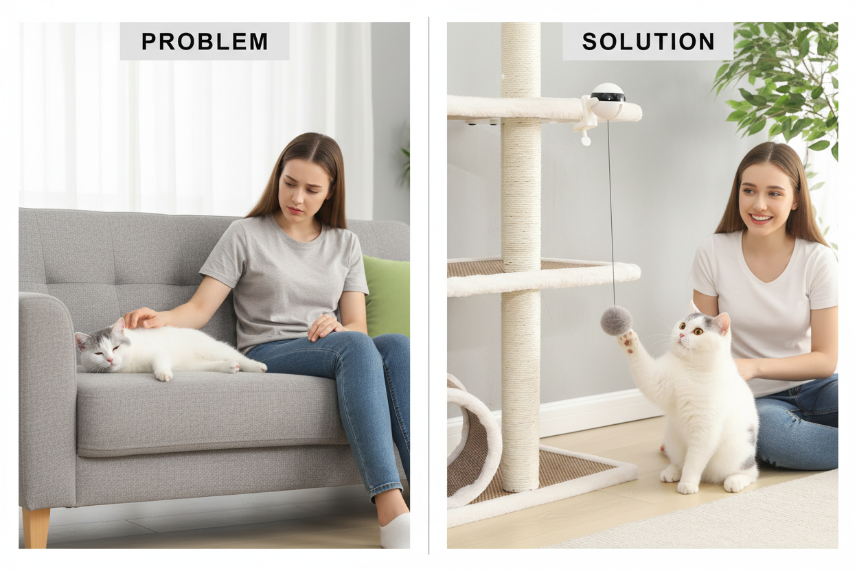 Problem/Solution — Bored cat vs engaged cat