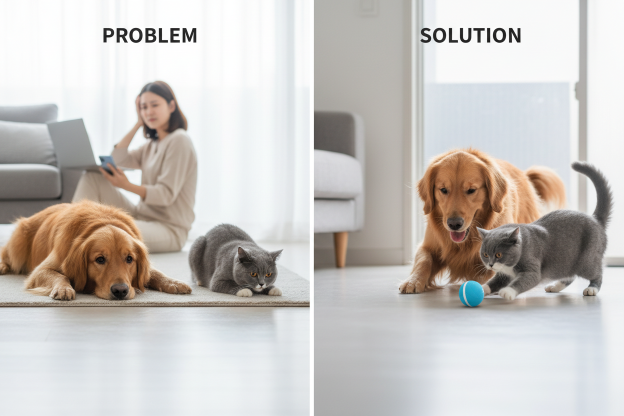 Problem/Solution — Bored pets vs actively playing pets