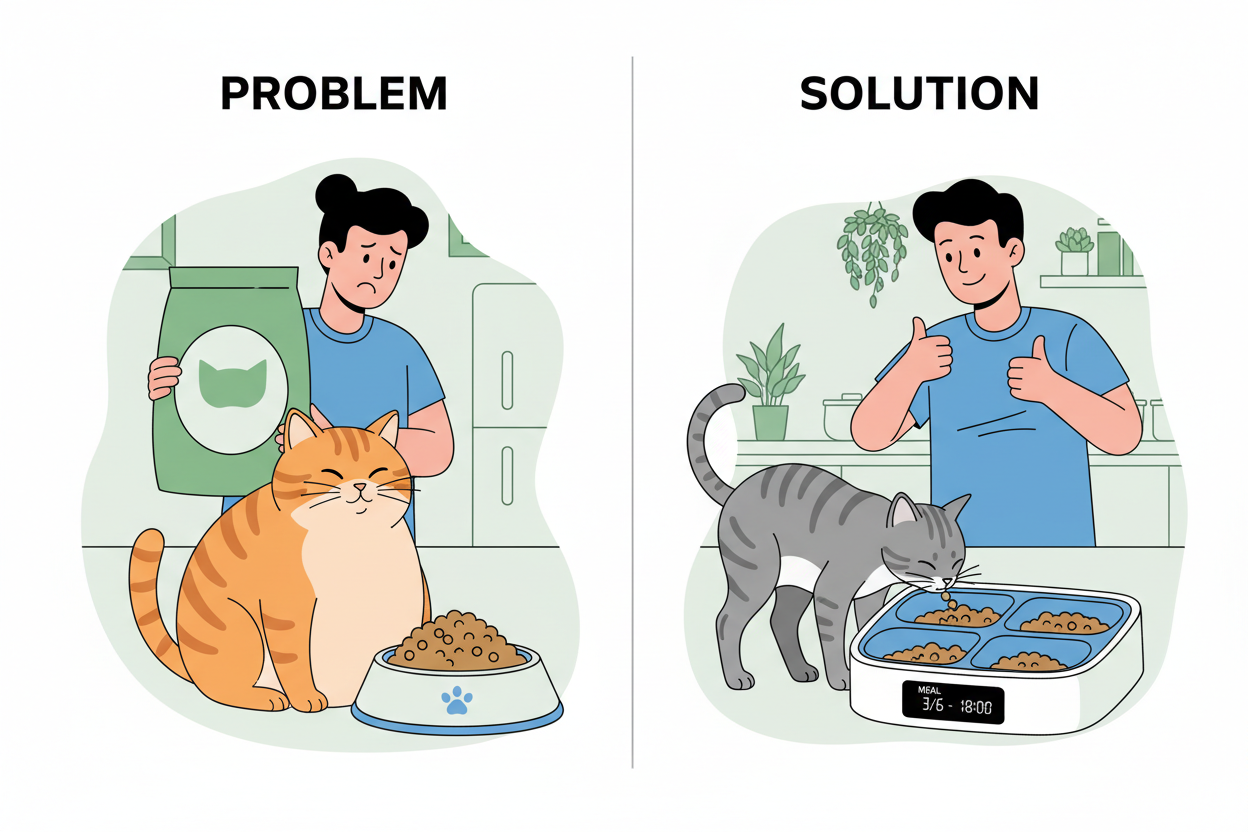 Problem/Solution — Overfeeding vs portion controlled meals