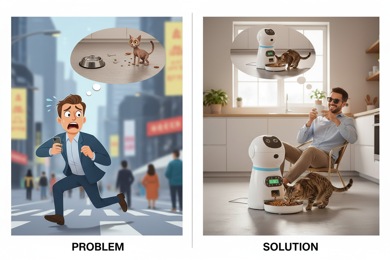 Problem/Solution — Panicked owner vs relaxed owner with auto feeder